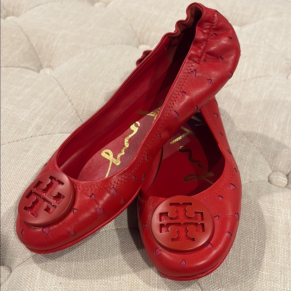 LIMITED EDITION Tory Burch Minnie Heart Cut Out Ballet Flats (Red)